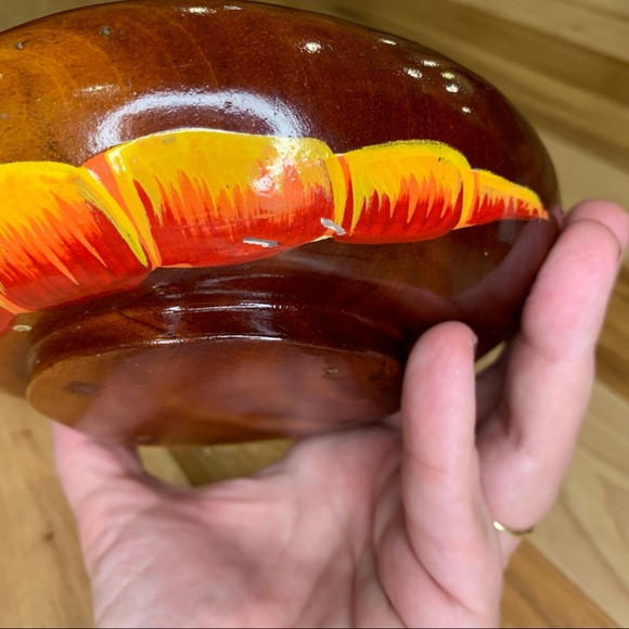Vintage Wooden Bowl Hand Painted Fruit Round - Picture 5 of 7